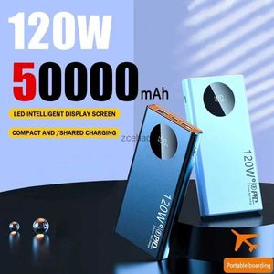 Banco de potência para celular, 50000mah, 120w, carregamento super rápido, portátil, suporte para bateria externa, carregador pd para samsung