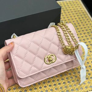 10A High Quality Designer bag chain strap handbag Cowhide Classic Versatile Crossbody Bag Gold chain leather double letter solid color buckle square stripe