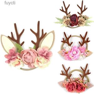 Party Hats Christmas Antler Baby Girl Headbands Akcesoria Xmas Dare Ear Flower Crown Fryzjer Nowonarodzony fotografia Props