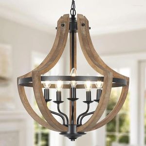 Chandeliers 19.2" Modern Farmhouse Chandelier Light Fixtures 5-Light Dining Room Over Table Rustic Hanging Lights For High