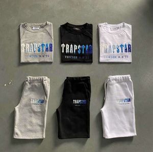 Herren-T-Shirts, Trapstar-T-Shirt-Set, mit Buchstaben bestickter Trainingsanzug, kurze Ärmel, Plüsch-Shorts, Motion Current 1132ess