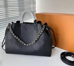 Tote handväska mode prägling bella mahina perforerad lyxdesigner dragstring väska bokstav blommor läder kvinnor crossbody handtag väska