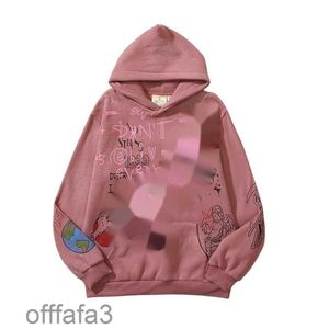 Kanyes Hoodieデザイナーファッションの男性と女性のスウェットシャツカニエの同じスタイルのヒップホップ手描きの落書き泥染色プリントさび赤い赤いフード付き甘い心