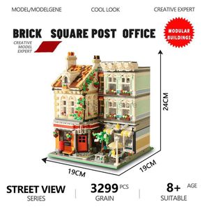 Blocks Creative Expert Street View Brick Square Post Office Modular Building Blocks Bricks Model Education Toys of Xmas Gifts for Kids 240120