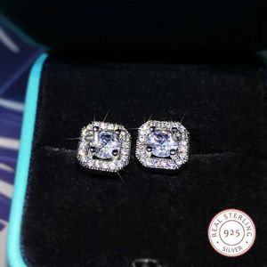 Stud lüks yüksek kaliteli beyaz zirkon küpeler 925 sterlsilver moda takı bayanlar parti doğum günü kız arkadaşı için uygun j240120