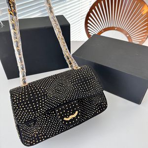 CF moda kadın delisi çantası 22cm tam elmas deri altın gümüş donanım metal toka lüks el çantası matelasse zincir crossbody çanta makyaj çantası moda çantaları çanta