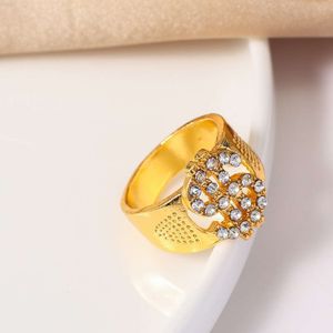 Fashion Rock Crystal Dollar Ring Wholesale Hip Hop Jewelry Iced Out Bling Gold Color US Dollar Signs Signets Rings for Men
