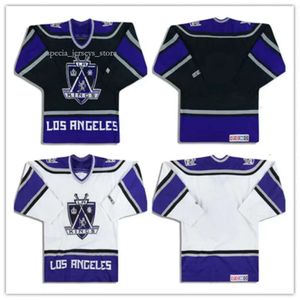 カスタムカスタマイズされたヴィンテージ1999-02 LA Kings 20 Luc Robitaille CCM Jersey 4 Rob Blake Home Away Black White Hockey Jersy