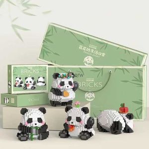 Blocos kawaii panda série micro partículas bloco de construção criativo animais bonitos diy montado tijolos brinquedos para chillren presente natal