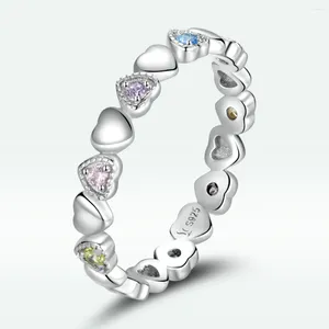 Anelli a grappolo in argento sterling 925 a forma di cuore anello con zirconi colorati placcato platino regalo di compleanno per donne di San Valentino gioielleria raffinata