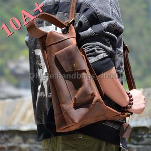 Borse zaino originali di grandi dimensioni di alta qualità Retro Borsa da viaggio per il tempo libero da uomo in pelle di cavallo da viaggio pazzo autentico alla moda Pelle bovina Alpinismo 10A +