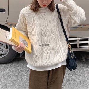 Женские свитера вязаный джемпер массивный шерстяной свитер с длинным рукавом с круглым вырезом пуловер женский осенне-зимний винтажный наряд