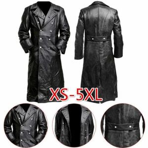 Jaquetas masculinas alemãs clássicas da Segunda Guerra Mundial, uniforme militar oficial preto, casaco de couro real