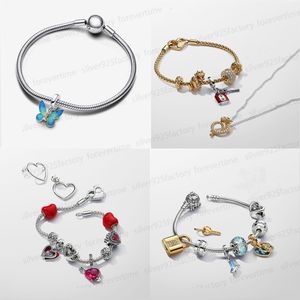 Novo 925 prata designer pulseiras para mulheres namorada presente diy caber pandora pulseira brincos colar conjunto ano chinês do dragão jóias com caixa atacado