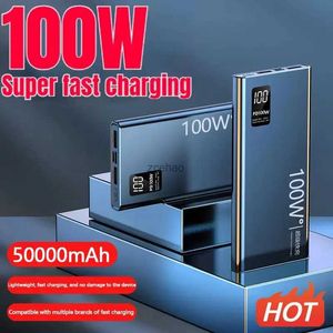 Cell Phone Power Banks New Power Bank 50000mAh 100W Dual Port Super Fast Charging Portable EXternal Battery Charger For Huawei Samsung