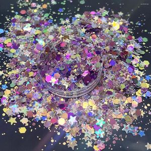 Nail Glitter 50G/Bag Super Gorgeous Star Hexagon Powder Spark Sequin för harts EXPOY Dekoration smycken Makingnail Art Craft DIY