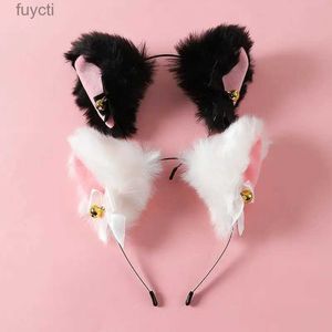 Party Hats Fashion Fox Cat Ear Hair Band Popular Plush Cat Ear Headband Black White Soft Hairband with Bells Party Cosplay Hair Accessories YQ240120