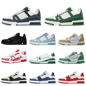 Projektant luksusowe buty swobodne wytłoczone marka trenera Louiseities Sneakers Triple White Sky Blue Abloh Black Green Yellow Denim Low Viutonities Mens Women Treners