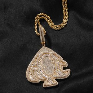 Hip Hop Peach Heart Pendant Necklace Full 5A Zircon 18K Real Gold Plated Men Women SMYCHRY Gift