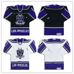 Anpassad vintage 1999-02 La Kings 20 Luc Robitaille CCM Jersey 4 Rob Blake Home Away Black White Hockey Jerseys Alla namnnummer ED S-5XL 9632