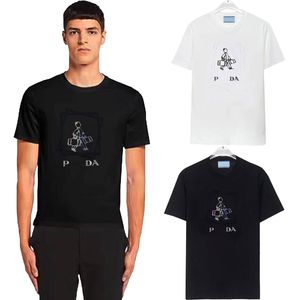 Herr t-shirt 24SS, kvinnors designer Nya europeiska och amerikanska sommarrundhals kortärmad ren bomullsvaru bokstaven stilig tryck blomma mångsidig lös s-xxxl