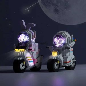 Block 1688 st mini Micro Space Astronaut Motorcykel byggstenar med LED -ljusmodell Diamond Bricks Toy For Boy Girl Friends Gifts