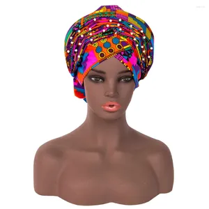 Etniska kläder afrikansk turban Förbunden huvudomslag för svarta kvinnor Cap Wraps Pärlade huvudduk Beanie Wyb842