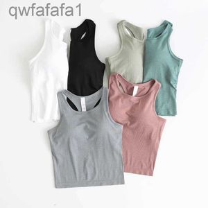 Ll Racerback Yoga Regatas Mulheres Fiess Sem Mangas Colete Esportivo de Verão Respirável Camisas Cami Slim Ribbed Running Gym Crop Construído em Sutiã Top 5XFW