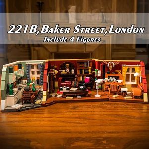 Bloki brytyjskiego dramatu telewizyjnego detektyw 221b Sherlocked Baker Street London Holmesed Watson Friends Building Block Brick Toy Prezent 240120