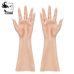 Acessórios de traje 40cm pele realista silicone feminino luvas de pele artificial senhora mãos falsas cosplay para transgênero crossdresser drag queen