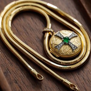 H&F Wholesale Genuine Emerald Natural Diamond Necklace Cross Open And Close Box Custom Solid 14K 9K Gold Pendant