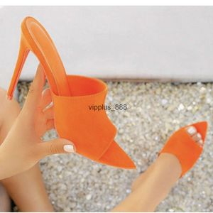 Pointed Toe High Heel Slippers Sandals Woman Shoes Candy Orange Blue Green Nude Blc Women Shoes