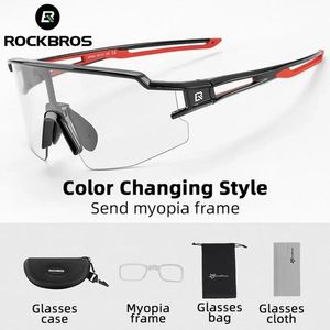 Solglasögon Rockbros PhotoChromic Cycling Cykel Glasögon Polariserad Byggd Myopia Frame Sport Solglasögon Glasögon Cykling Eyewear Goggle