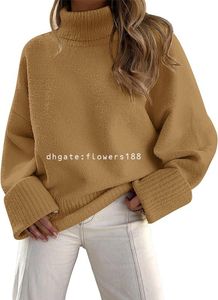 Suéteres femininos gola alta manga comprida oversized 2023 outono fuzzy malha grossa quente pulôver suéter top