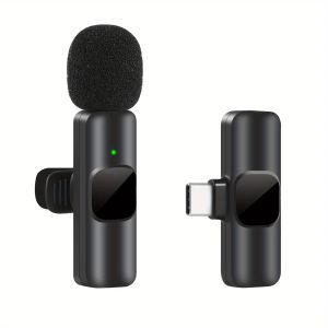 البث Microphone K8 Lavalier Direct for iPhone البث المباشر لهواتف Android Lapel Mic Wireless مقابل 3.5 مم 1in1 أو 2in1