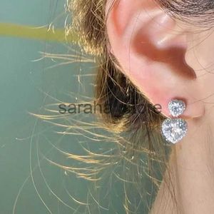 スタッドSparklheart Zircon Drop earrings for Luxury Clear Big Crystal CZ Bridal Weddparty Earraccessories J240120
