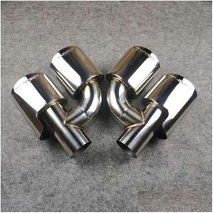 Exhaust Pipe H Model Pipes Muffler Tip Fit For All Cars Replacement Dual Oval Stainless Steel Length 255Mm Out 95Mm In 60Mm Drop Deliv Otwgq