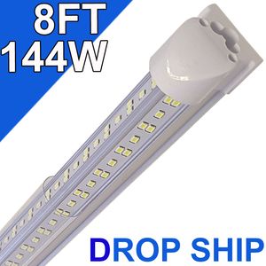 8ft LED mağaza ışık fikstürü - 144W T8 Entegre LED Tüp Işığı - 6500K 18000lm V -şekilli Bağlantılabilir - Yüksek Çıkış - Açık Kapak - Fiş ve Oynat - 270 Derece Garaj, Mağazalar USASTOCK