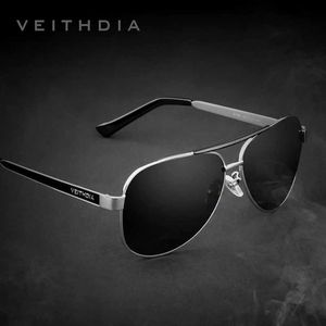 サングラスVeithdia Classic Brand Stainless Steel Men Sunglasses Polarized UV400レンズレンズヴィンテージグラス青3152 YQ240120のアイウェアアクセサリー