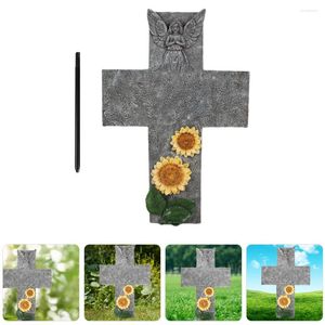 庭の飾りクロスメモリアルストーンギフト墓石記念墓のマーカー樹脂石埋葬
