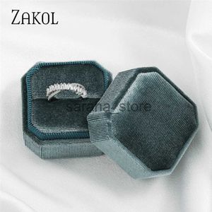 Band Rings Zakol Brand Fashion Baguette Zircon X Shape Open Rings utsökta Sparklzircon Engagement Smyckesgåva med Velvet Box J240120