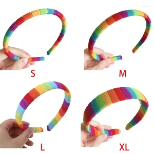 Hair Accessories Women Girls Autumn Winter Plush Headband Rainbow Colorful Striped Elastic Hoop Festival Party Wash Face Styling Headpiece