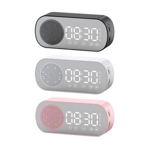 Hoparlörler kablosuz bluetoothCompatable Hoparlör Hifi Müzik Kutusu Ses çubuğu Büyük Ekran Saati Çift Alarm Yatak Odası Öğrenci Saat Taşınabilir Ses