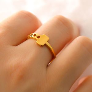 Cross-border gold rings, girls' geometric jewelry, hipsters, fashion wholesale, stainless steel, simple index finger rings