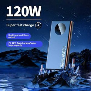 Mobiltelefon Power Banks 50000mAh Power Bank 120W Super Fast Charging Portable PowerBank Externt batteristöd PD -laddare för Samsungl2301