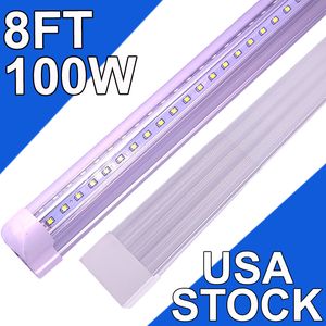 8ft LED -butiksljus fixtur, 8 fot 100w 8 'Garage Light 96' 'T8 Integrerat LED -rör, länkbara LED -glödlampor Garage, Plug and Play High Output Surfaces Mount USA Usastock