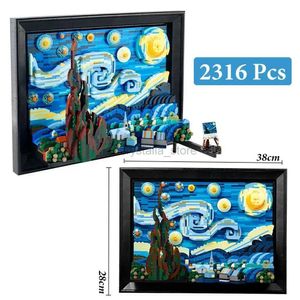 Blocks 2316pcs The Starry Night Vincent Van Gogh Building Blocks Compatible 21333 Art Painting Model Bricks for Adult Kids Gifts Toys 240120