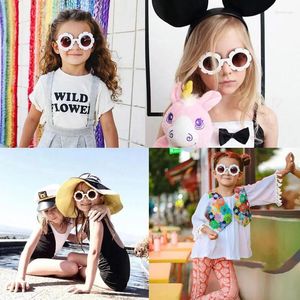Óculos de sol com moldura de flores, proteção infantil para meninos e meninas, óculos decorativos fofos