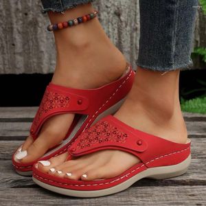 Sandals Stylish Wedges Flip Flops With Hollow Design Non-Slip Comfortable Beach Shoes For Daily Wear