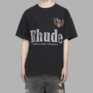 Дизайнерская модная одежда Футболки Rhude Ear of Wheat Letter Printing Trend Бренд High Street Хлопок Универсальная мужская женская свободная футболка Летняя оптовая продажа Spjb